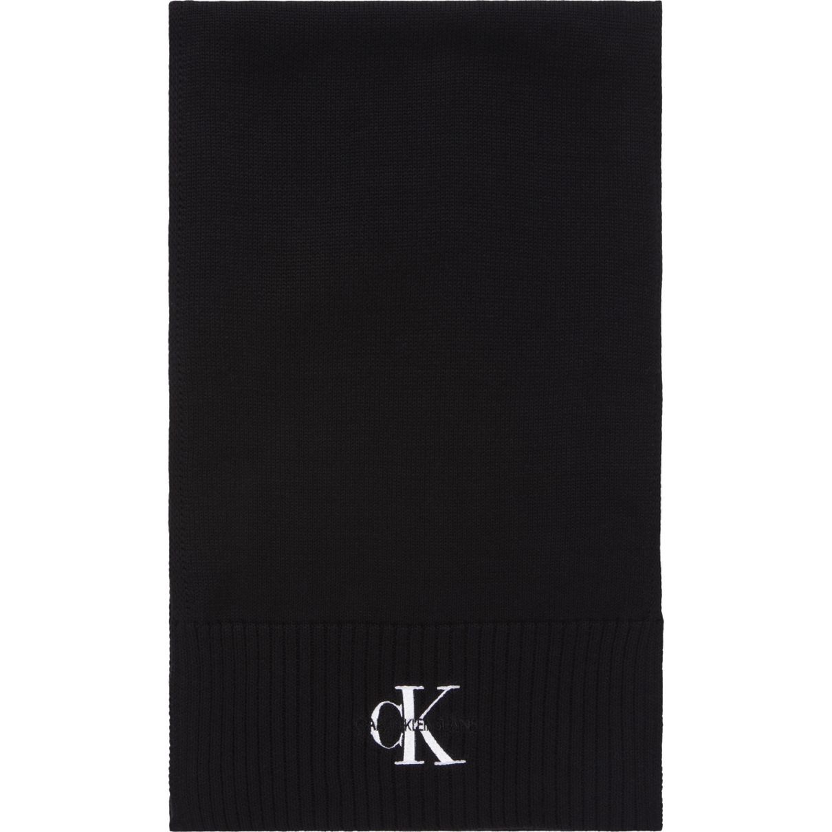 CALVIN KLEIN JEANS Šalikas moterims, Juoda, Monologo embro knit scarf 1