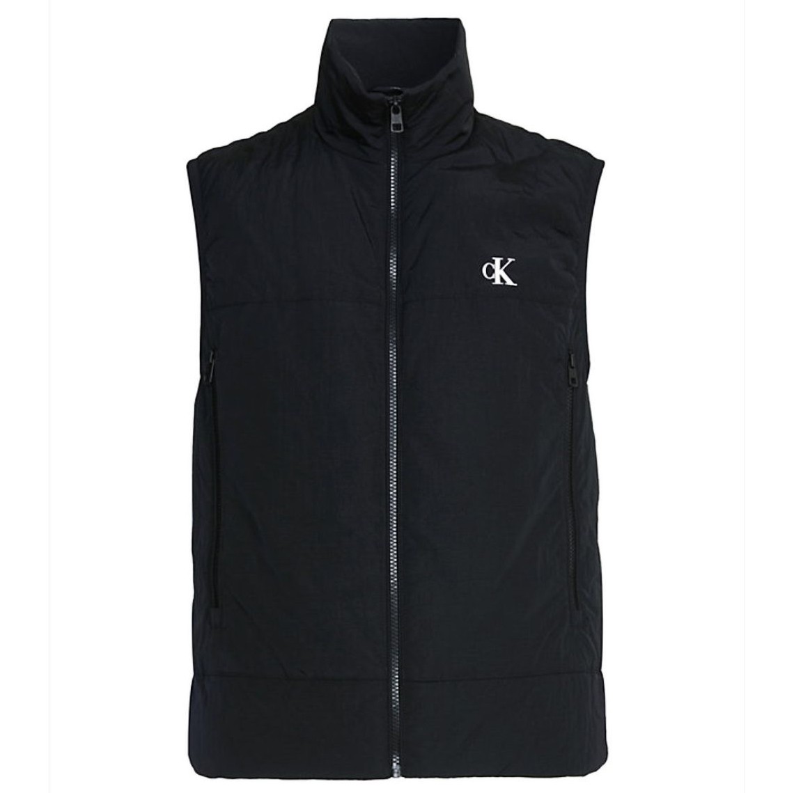 CALVIN KLEIN JEANS Pūkinė liemenė vyrams, Juoda, Badge crinkle nylon vest 1