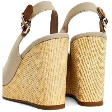 TOMMY HILFIGER Basutės moterims, Smėlio, Iconic elena wedge sandals 2
