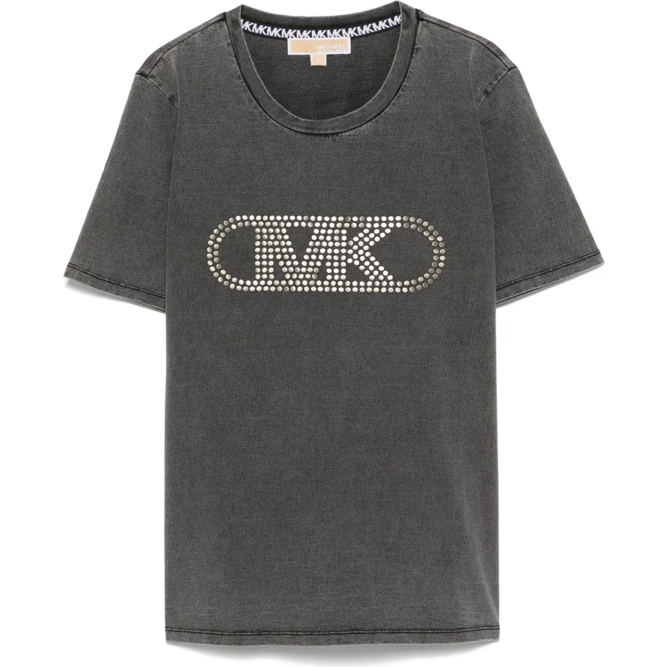 MICHAEL KORS Marškinėliai trump. rankovėmis moterims, Juoda, Empire stud classic tee 1