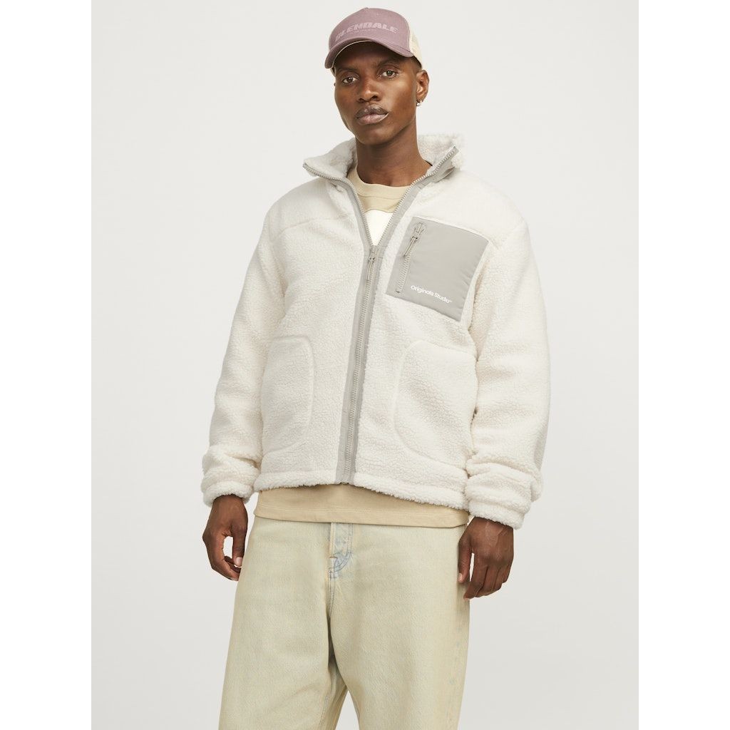 JACK & JONES Lengva striukė vyrams, Balta, Vester bro teddy jacket 3