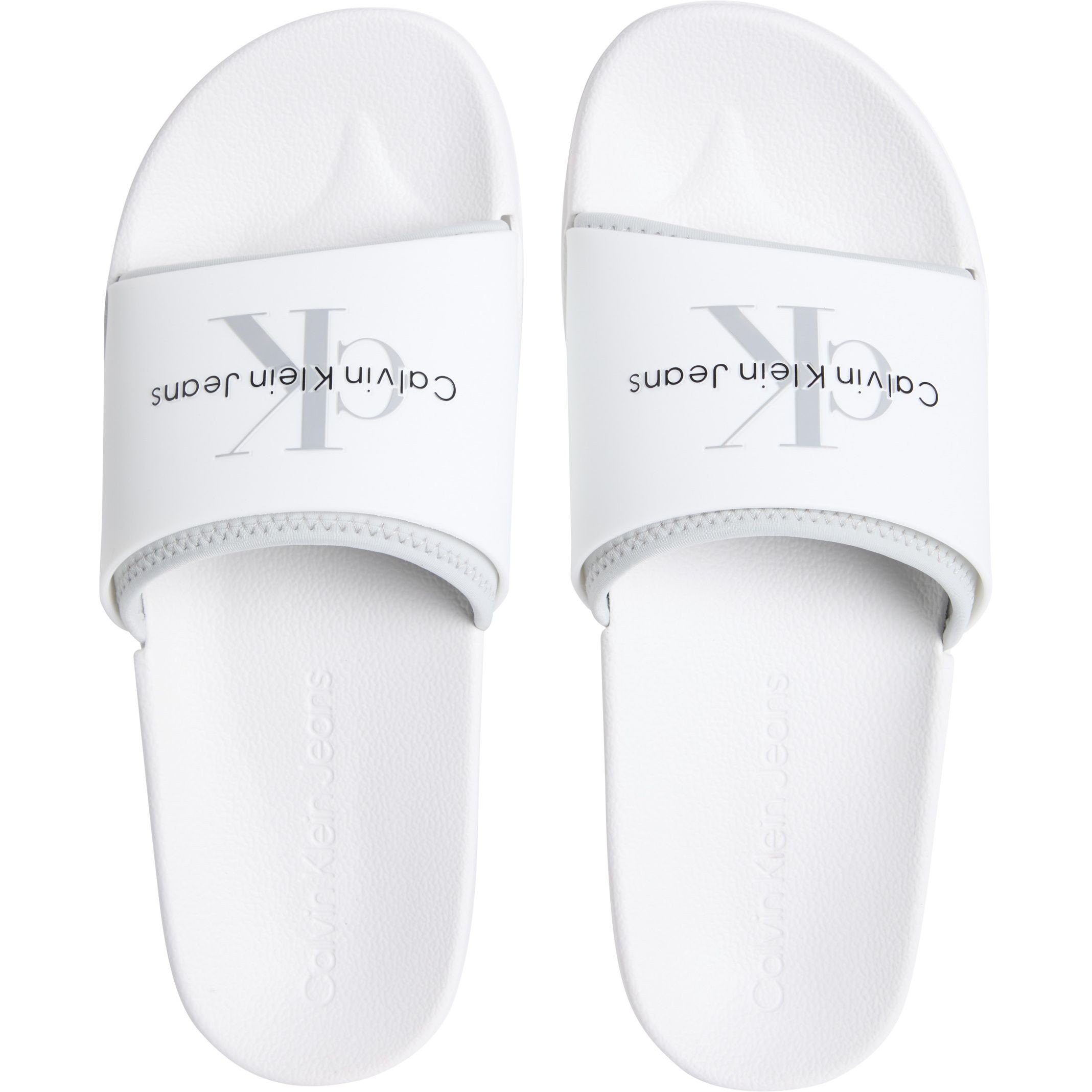 CALVIN KLEIN JEANS Guminės šlepetės vyrams, Balta, Slide rubber neopren 3