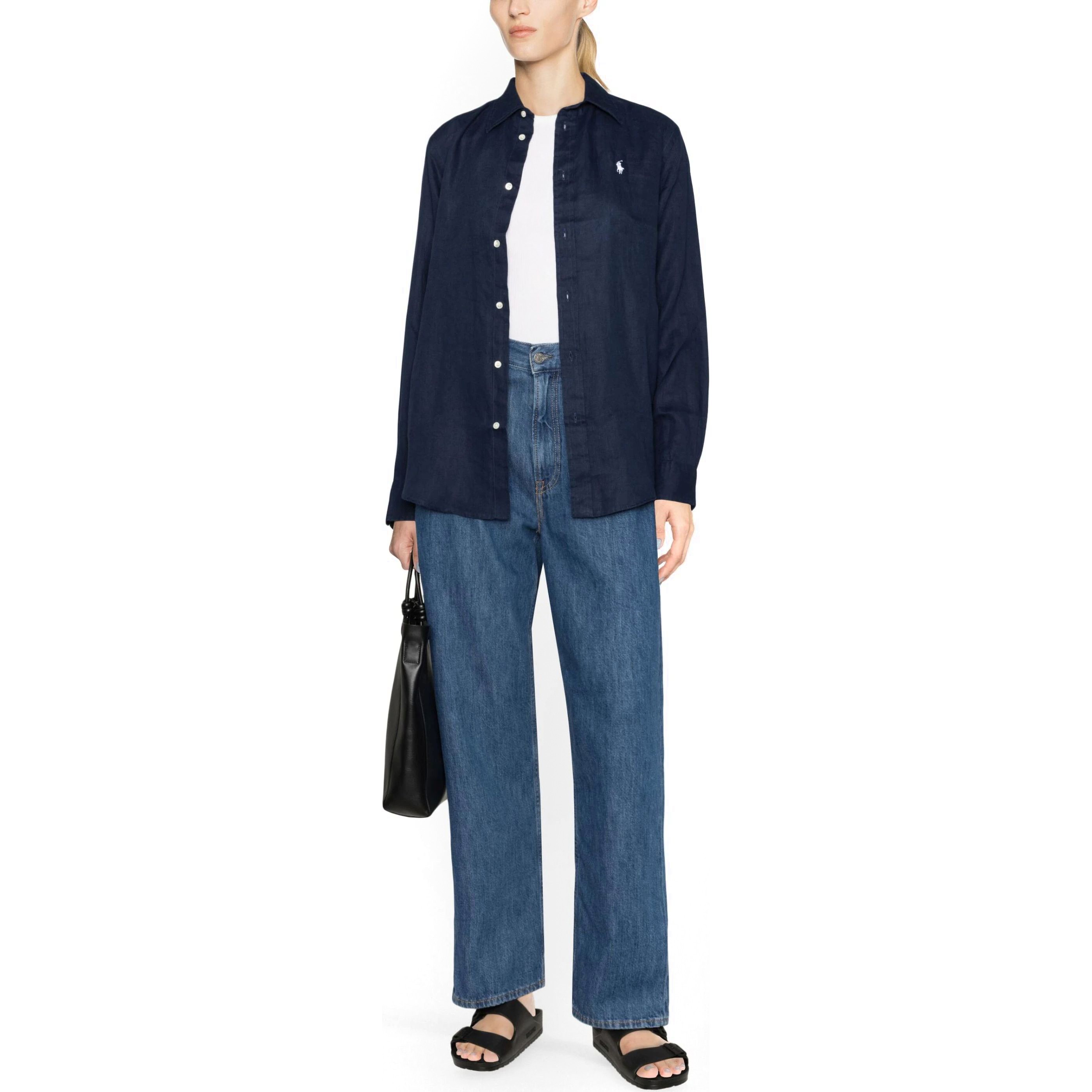 POLO RALPH LAUREN Marškiniai ilgomis rankovėmis moterims, Mėlyna, BUTTON FRONT SHIRT 2