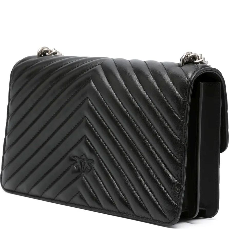 PINKO Rankinė per petį moterims, Juoda, Love bird quilted shoulder bag 2