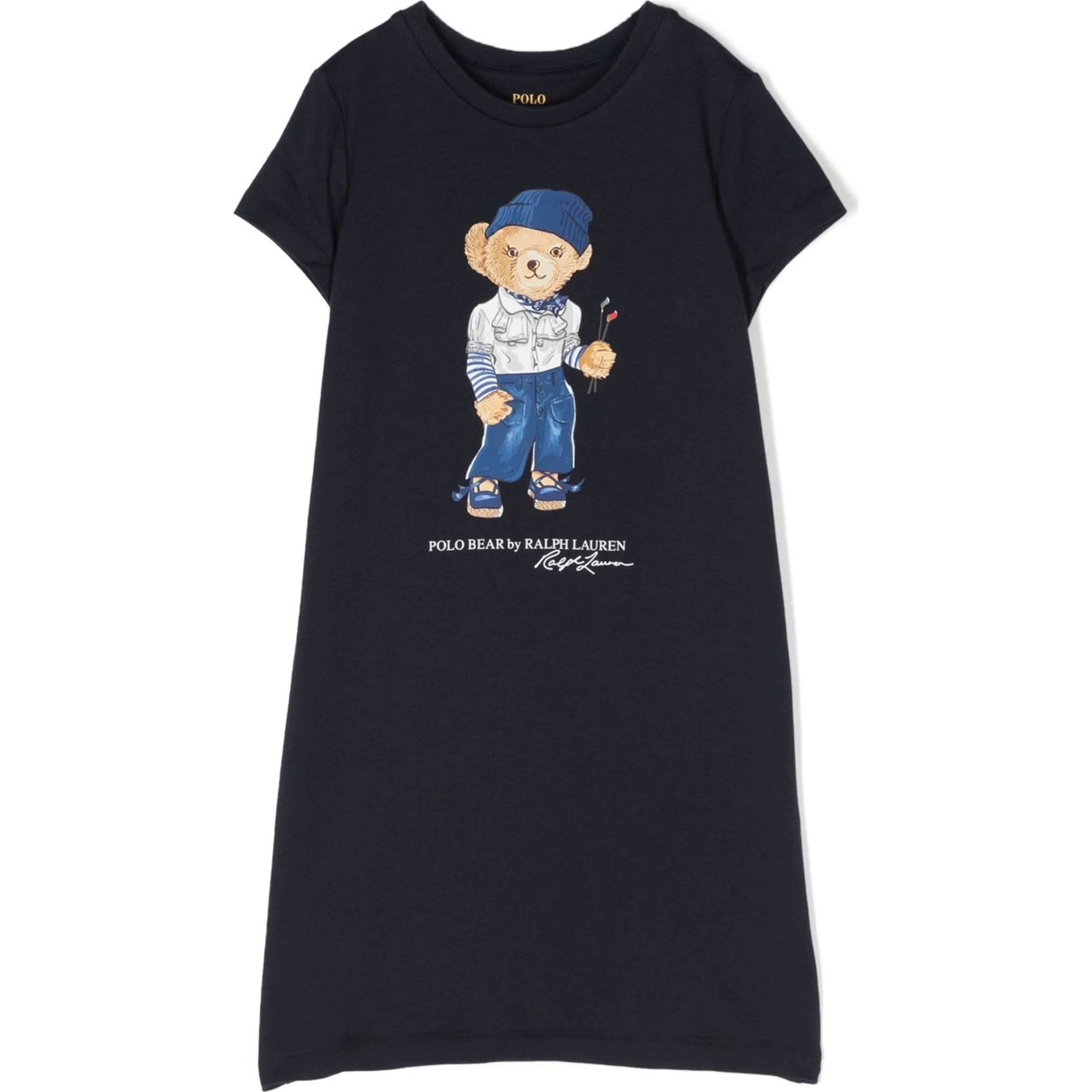 RALPH LAUREN KIDS Midi suknelė mergaitėms, Mėlyna, Polo bear jersey dress (2-6x) 1