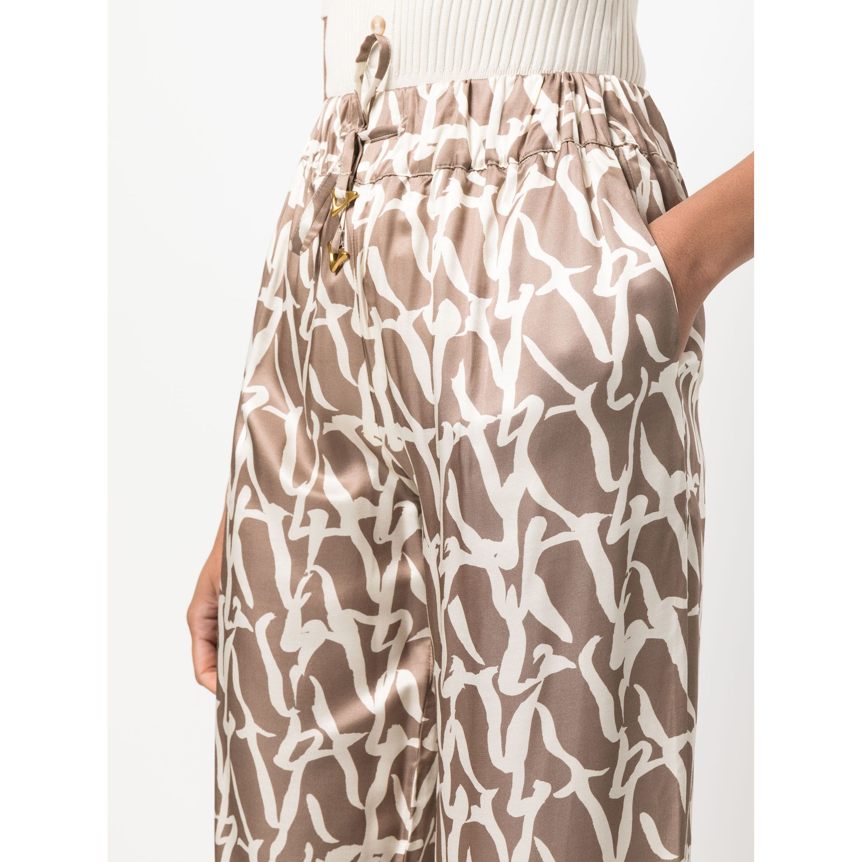 AERON Laisvalaikio kelnės moterims, Marga, Silk print drawstring pants 4