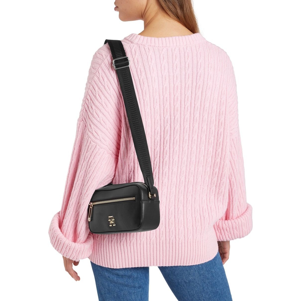 TOMMY HILFIGER Rankinė per petį moterims, Juoda, Iconic camera bag 5