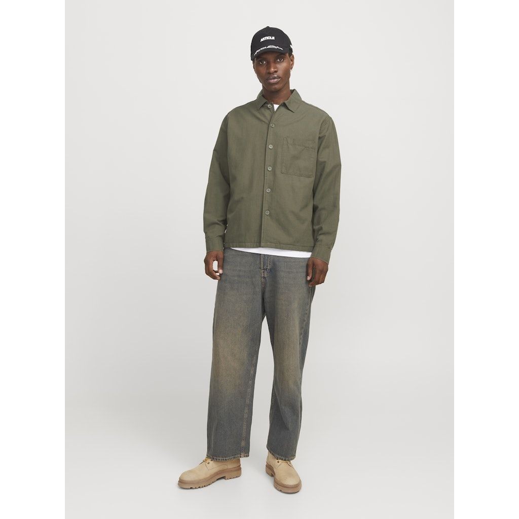 JACK & JONES Lengva striukė vyrams, Chaki, Urban edge overshirt 6