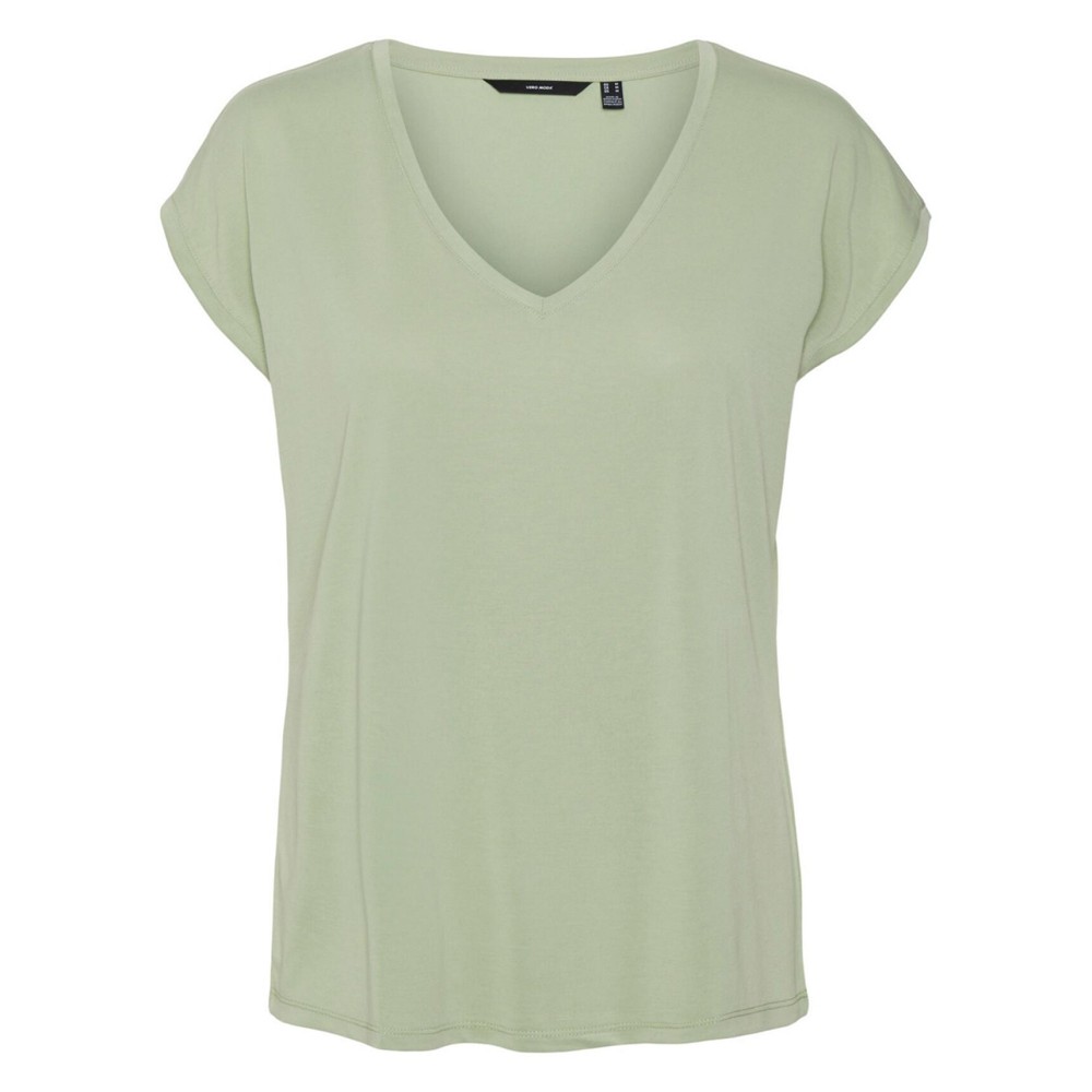 VERO MODA Marškinėliai moterims, Žalia, Filli v-neck tee 1