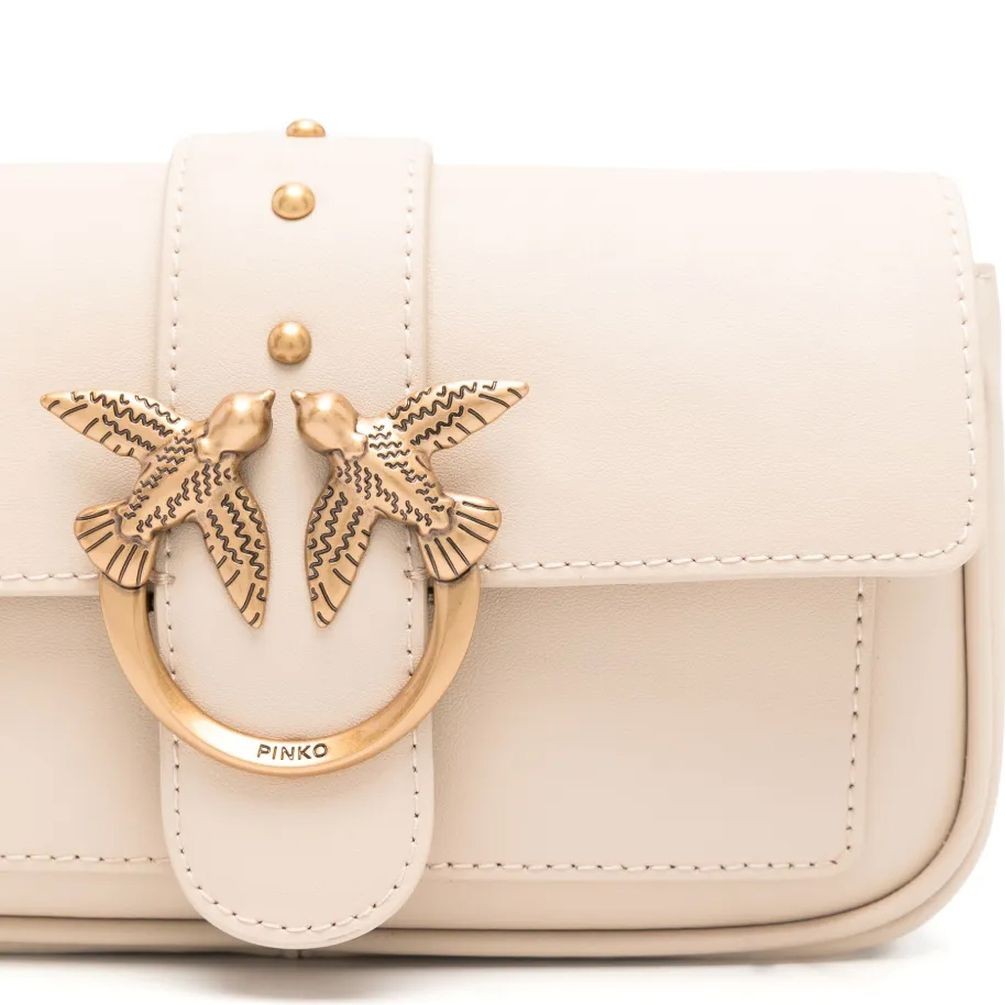 PINKO Rankinė per petį moterims, Smėlio, Love one crossbody bag 3