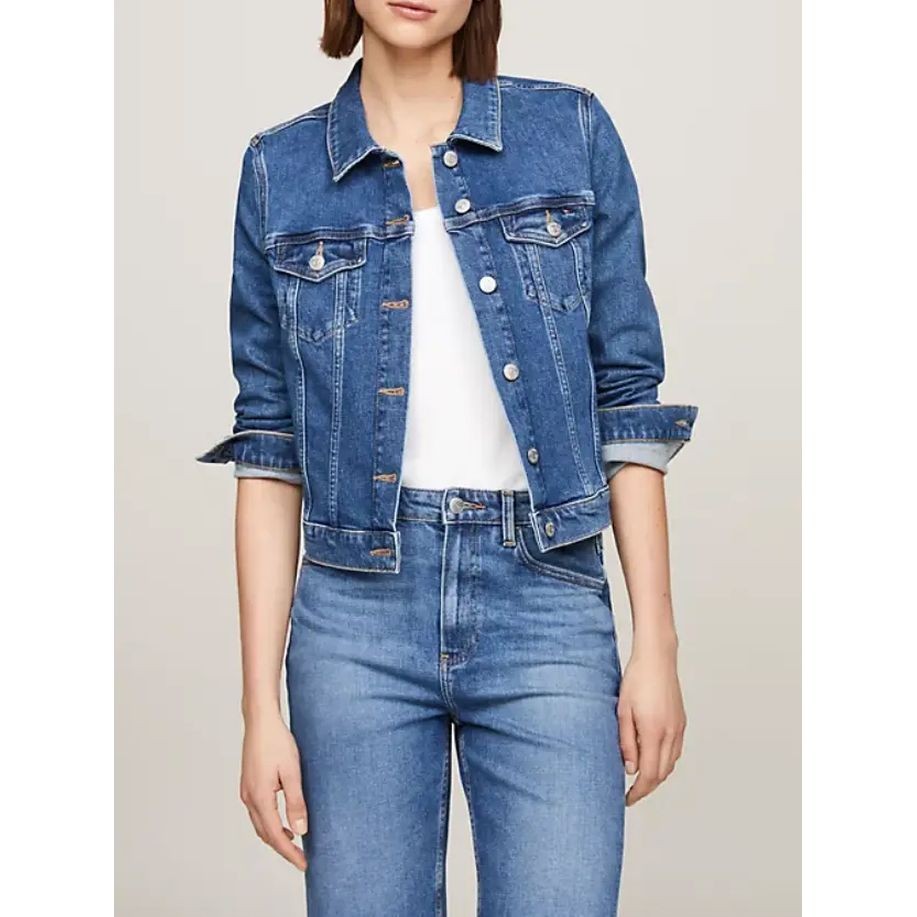 TOMMY HILFIGER Džinsinis švarkas moterims, Mėlyna, Dnm slim jacket mel 2