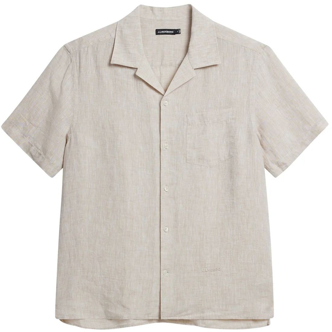 J.LINDEBERG Marškiniai trump. rankovėmis vyrams, Balta, Linen melange ss reg shirt 1