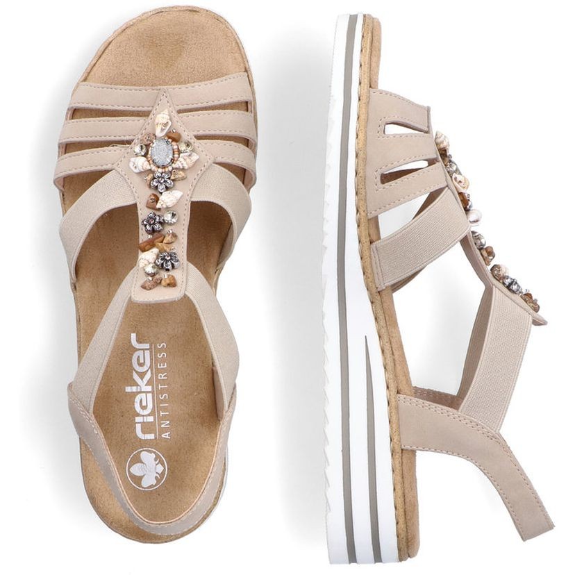 RIEKER Basutės moterims, Smėlio, SANDALS 11