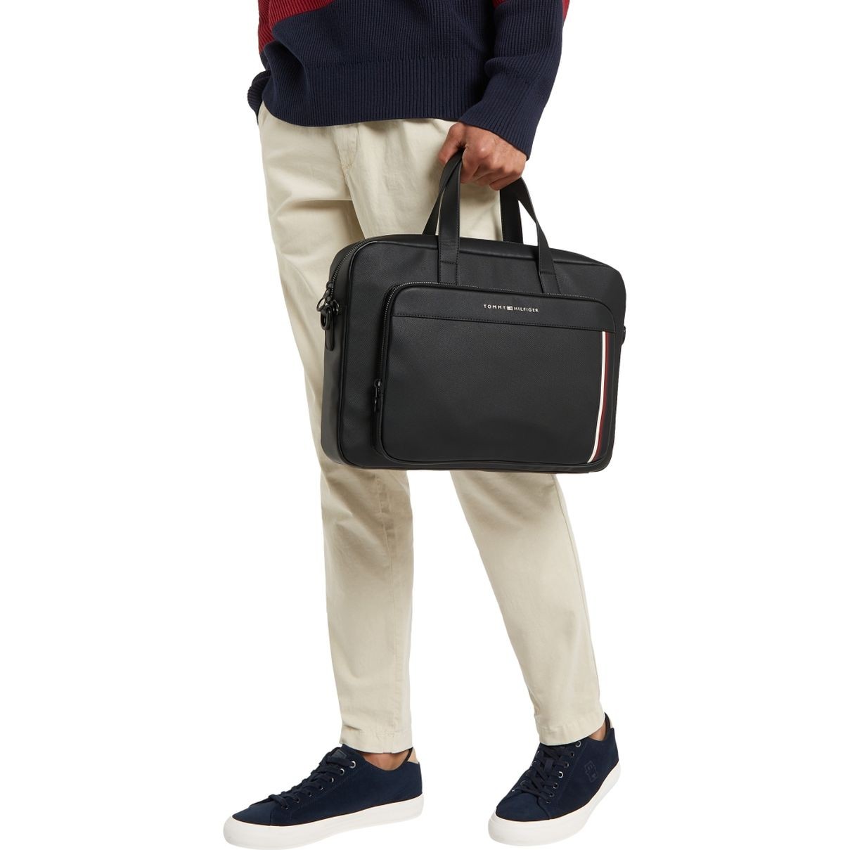 TOMMY HILFIGER Dėklas kompiuteriui vyrams, Juoda, Pique slim computer bag 5