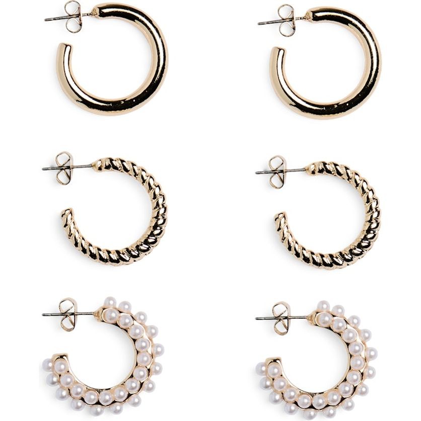 PIECES Auskarai moterims, Auksinė, Nibbi 3-pack earrings