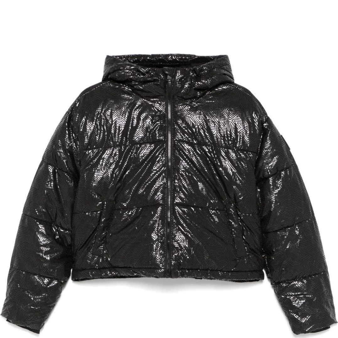 DKNY Pūkinė striukė moterims, Juoda, Emb prt puffer jkt 1