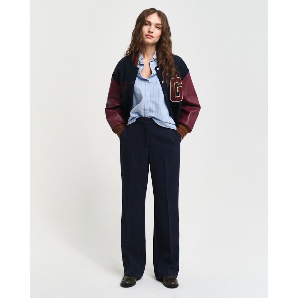GANT Kelnės moterims, Mėlyna, Slim flare slack pants 2