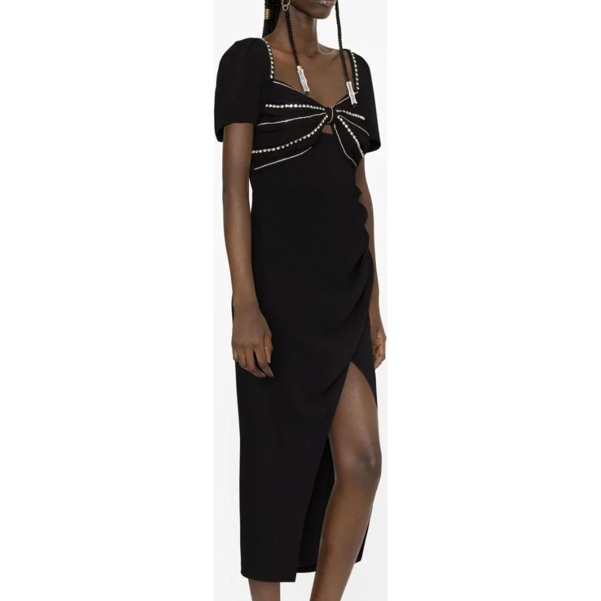 SELF PORTRAIT Midi suknelė moterims, Juoda, Black diamante bust midi dress 3