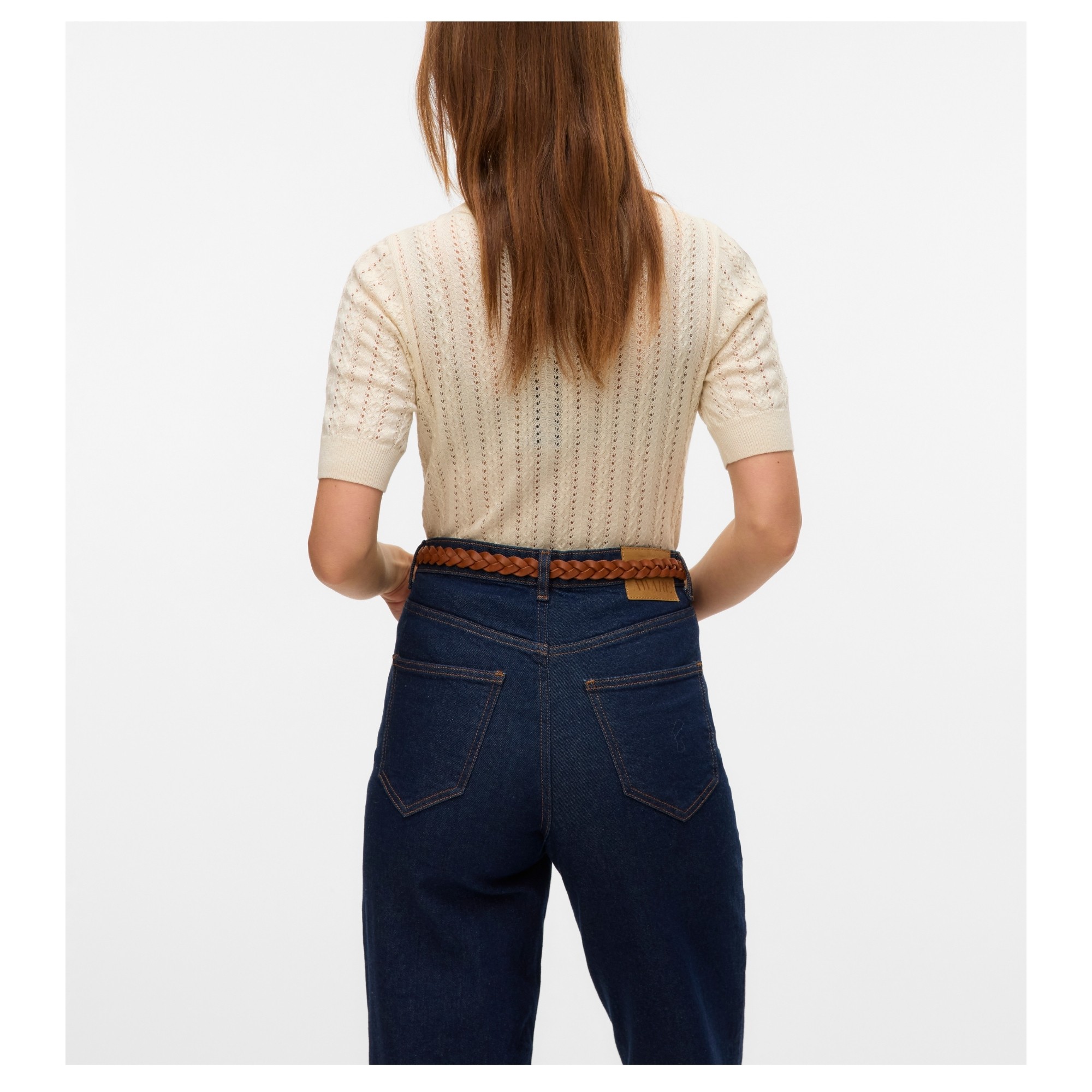 VERO MODA Megzta palaidinė moterims, Balta, Morena 3