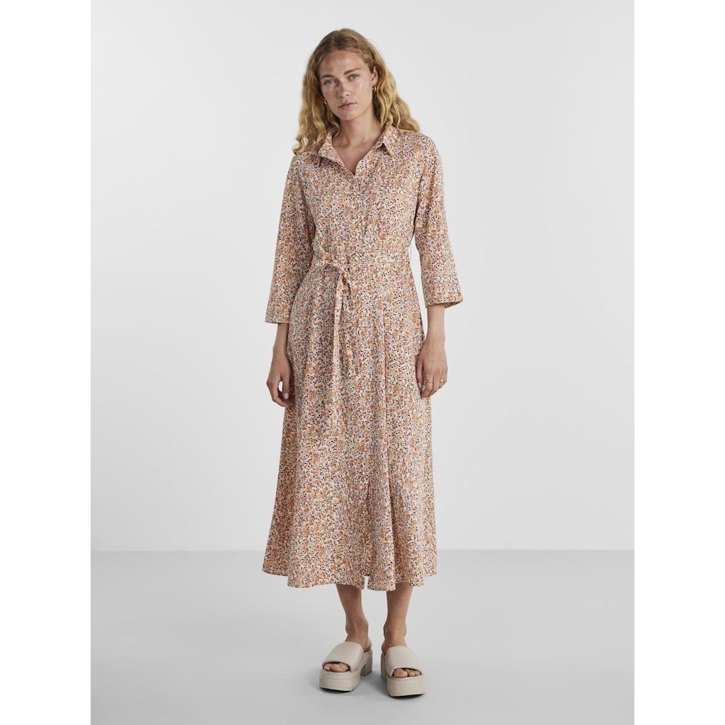 PIECES Midi suknelė moterims, Raudona, PCAURA 3/4 ANKLE DRES 2