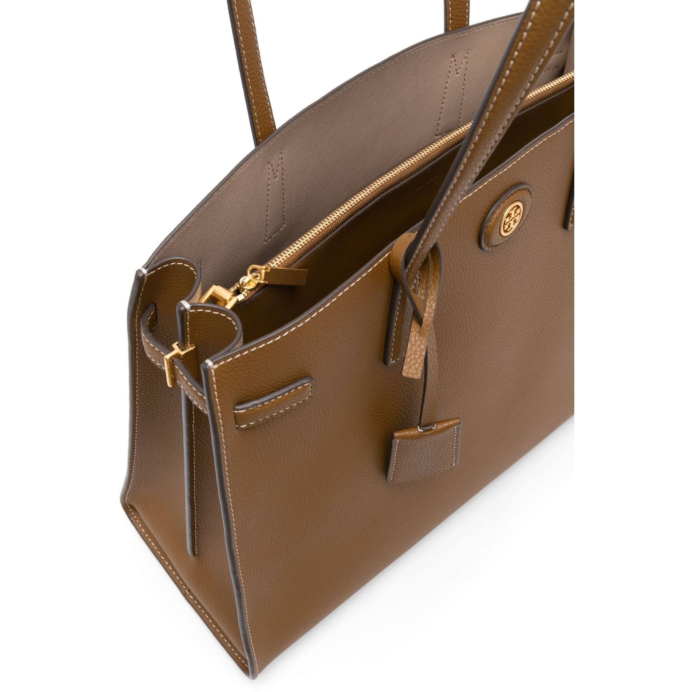 TORY BURCH Delninukė moterims, Ruda, Robinson pebbled satchel 4