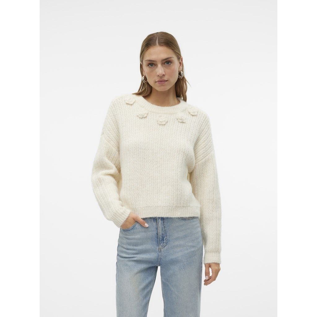 VERO MODA Megztinis moterims, Balta, Aletta o-neck pullover 2