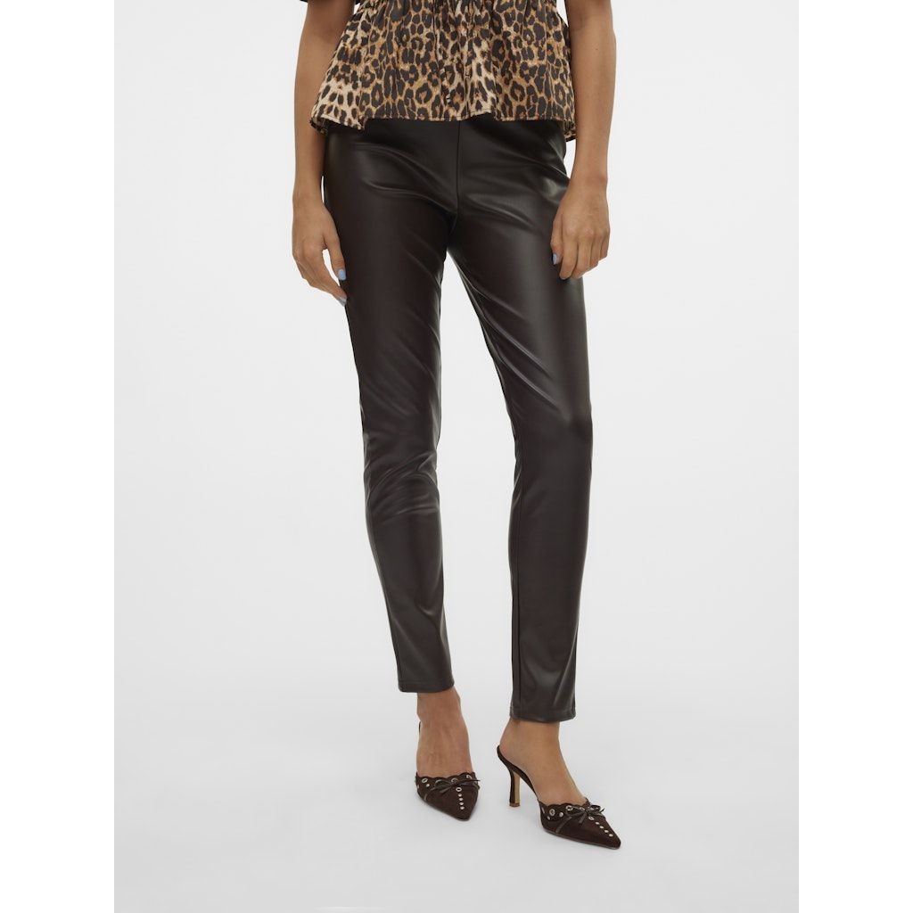 VERO MODA Odinės kelnės moterims, Ruda, Ciff leggings 2