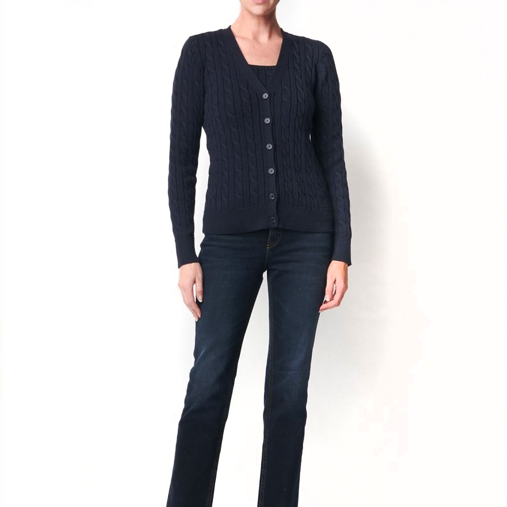 LAUREN RALPH LAUREN Kardiganas moterims, Mėlyna, Katsaj long sleeve cardigan 1