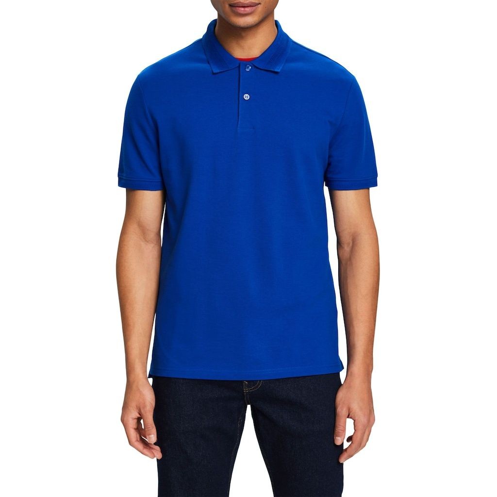 ESPRIT Polo marškiniai ilgos rank. vyrams, Mėlyna, Cotton Pique Polo Shirt 2