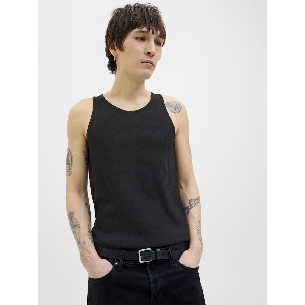 JACK & JONES Marškiniai be rankovių vyrams, Juoda, Hydra pointelle tank top 3