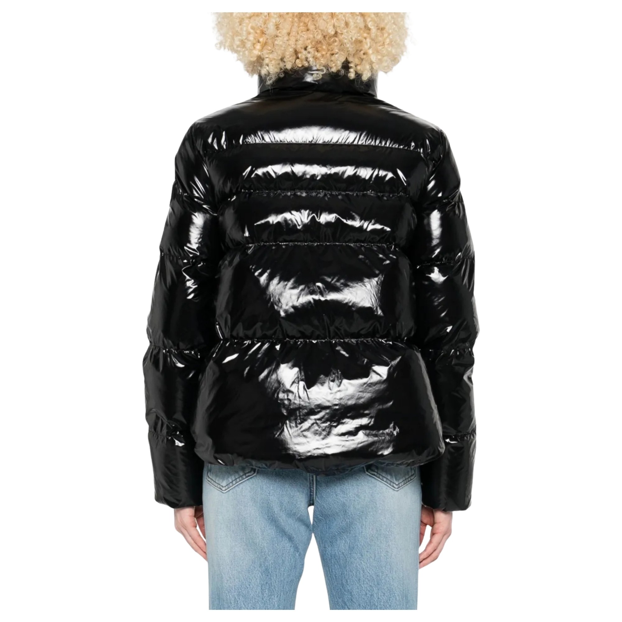 PINKO Pūkinė striukė moterims, Juoda, Mirco caban 3