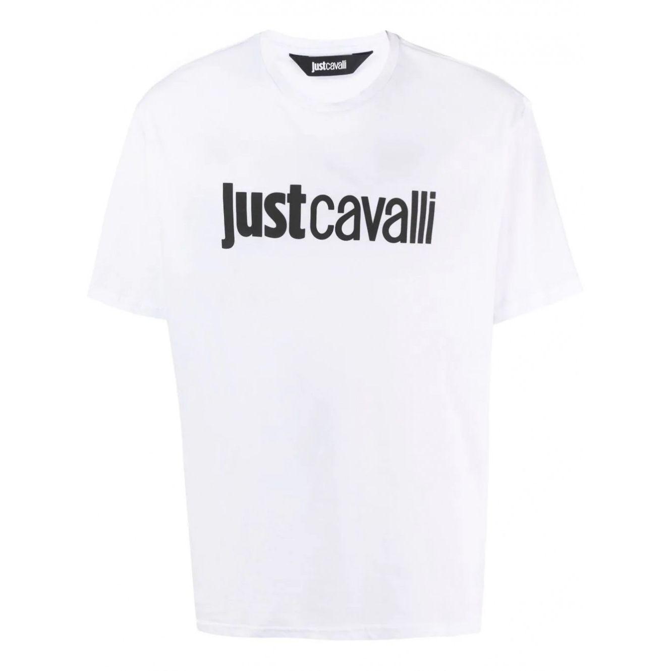 JUST CAVALLI Marškinėliai trump. rankovėmis vyrams, Balta, Round split logo t-shirt