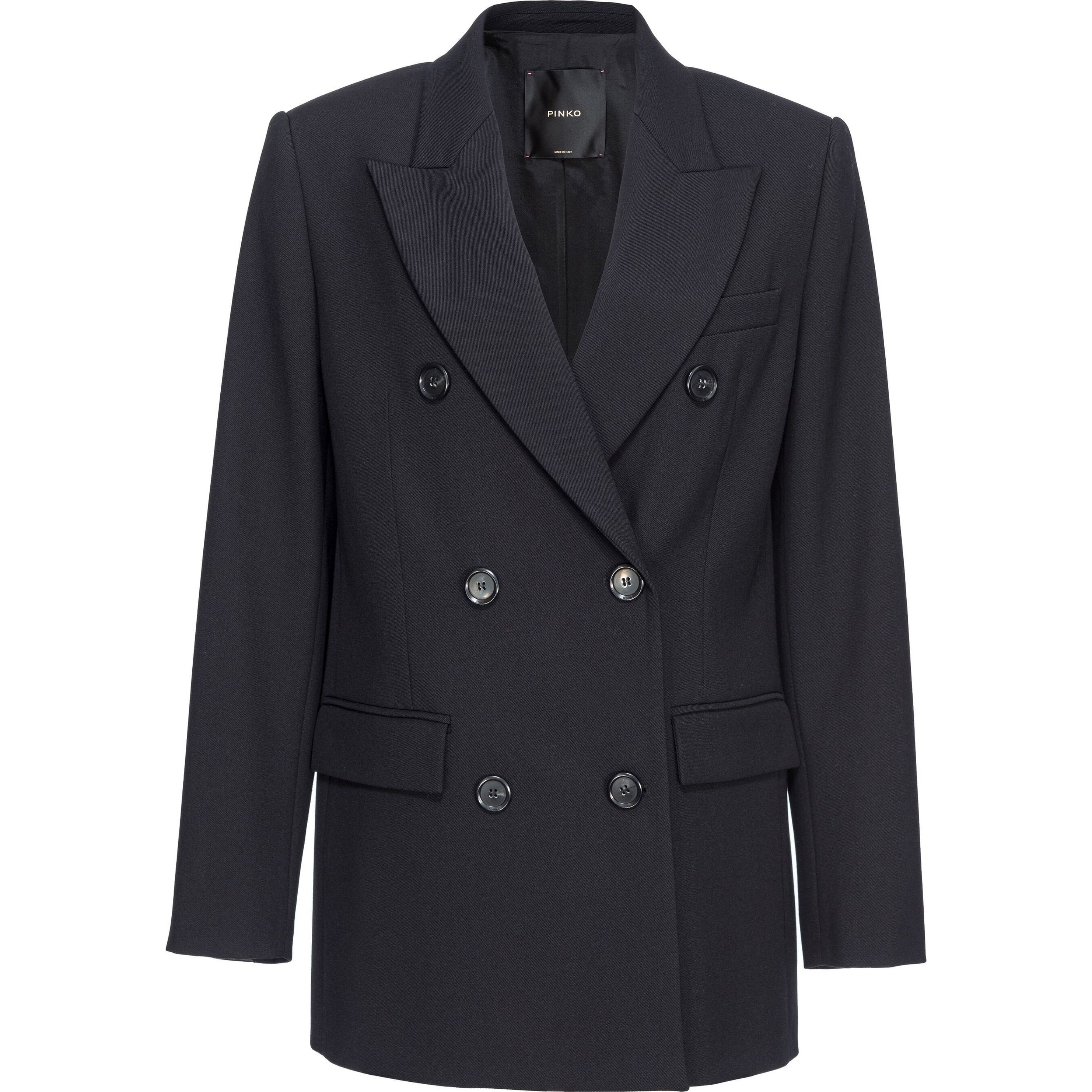 PINKO Švarkas moterims, Juoda, Double-breasted twill blazer 1