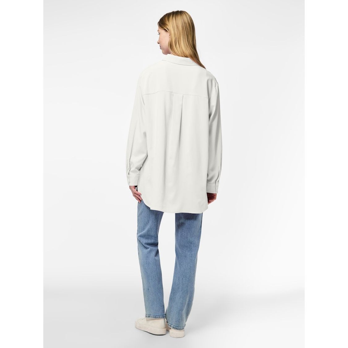 PIECES Marškiniai ilgomis rankovėmis moterims, Balta, Mei loose long shirt 5