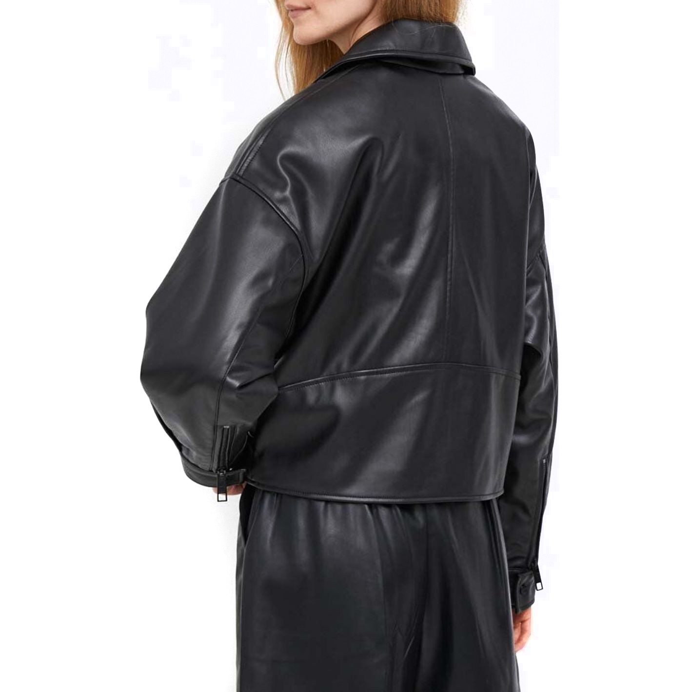 DKNY Švarkas moterims, Juoda, L/s pu moto jacket 2