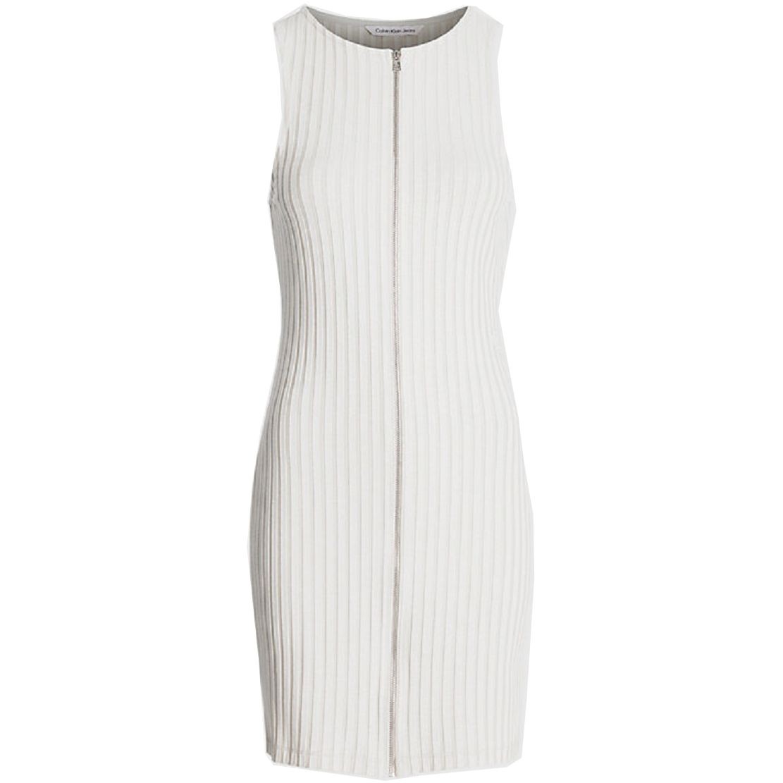 CALVIN KLEIN JEANS Midi suknelė moterims, Smėlio, Zipper elongated rib dress 1