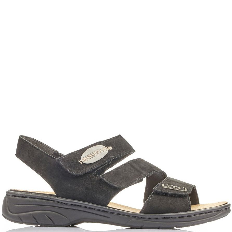 RIEKER Basutės moterims, Juoda, SANDALS 6