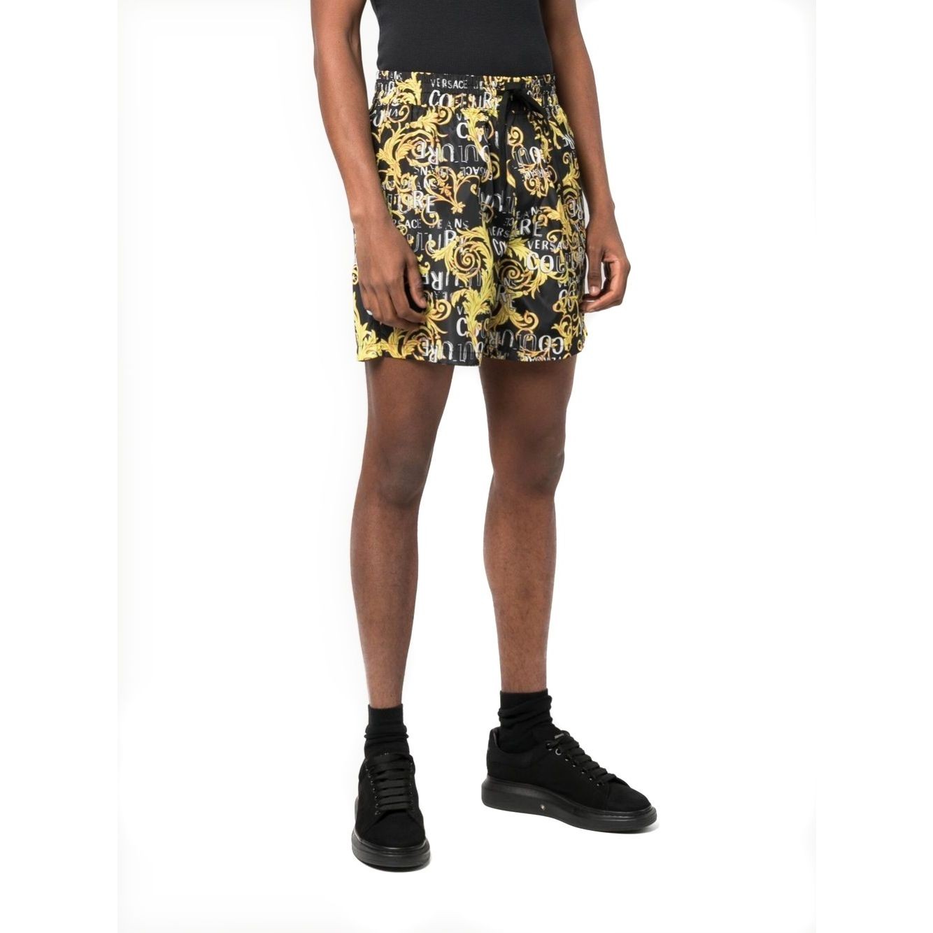 VERSACE JEANS CUTURE Šortai vyrams, Juoda, Couture print shorts 2