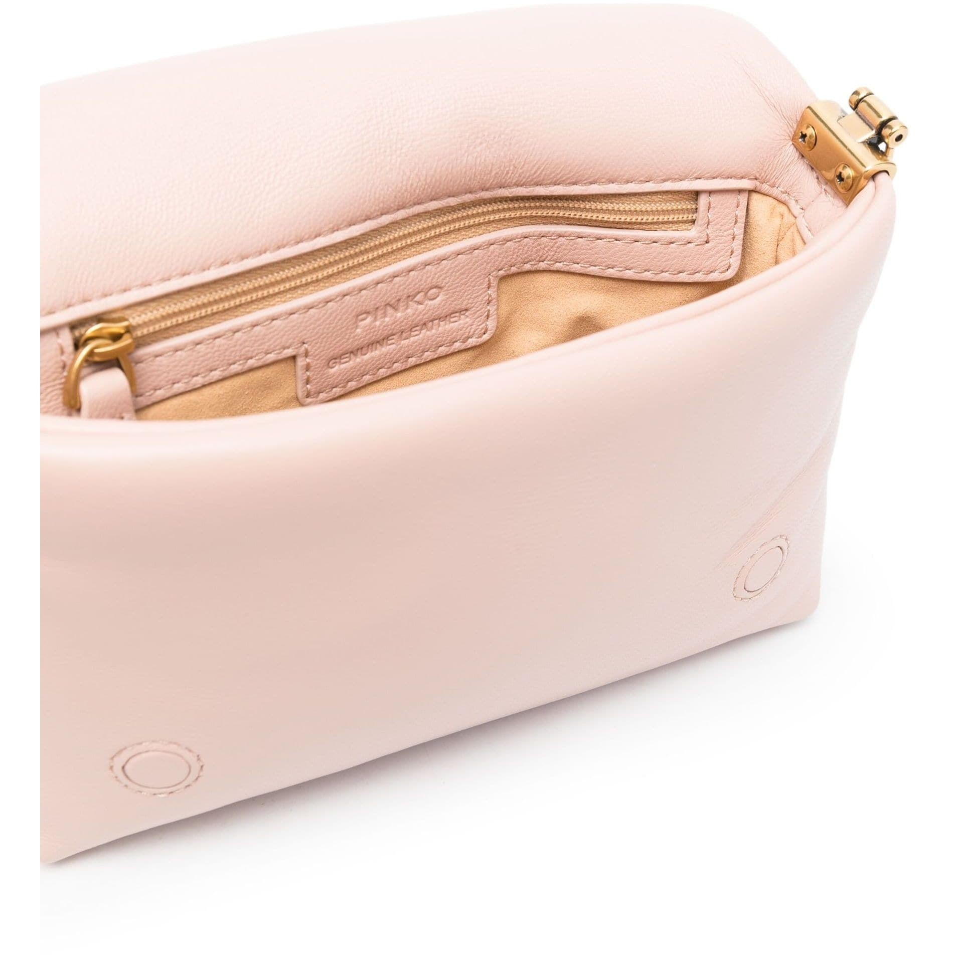 PINKO Rankinė per petį moterims, Rožinė, Love click puff shoulder bag 4