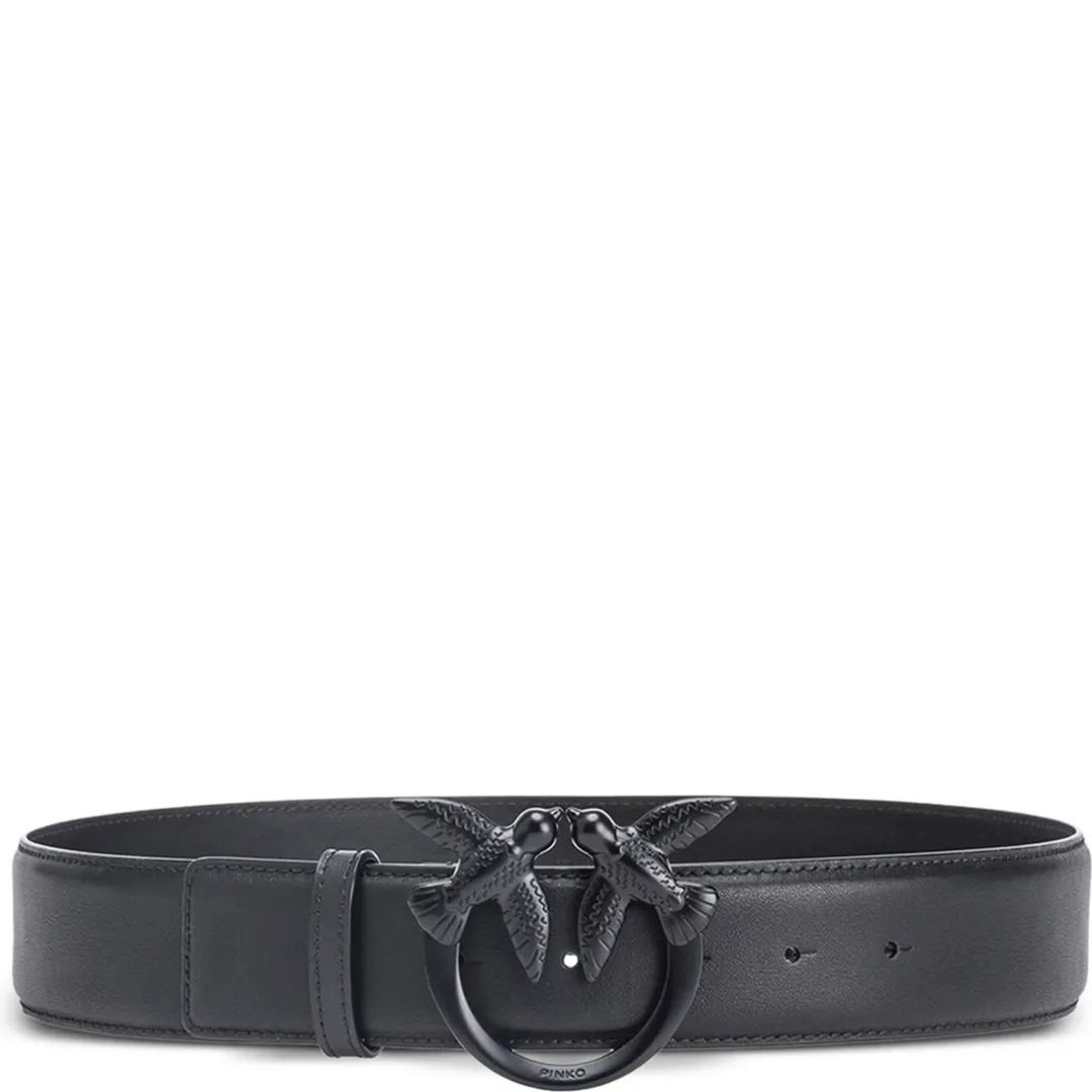 PINKO Diržas moterims, Juoda, Love berry h4 leather belt 1