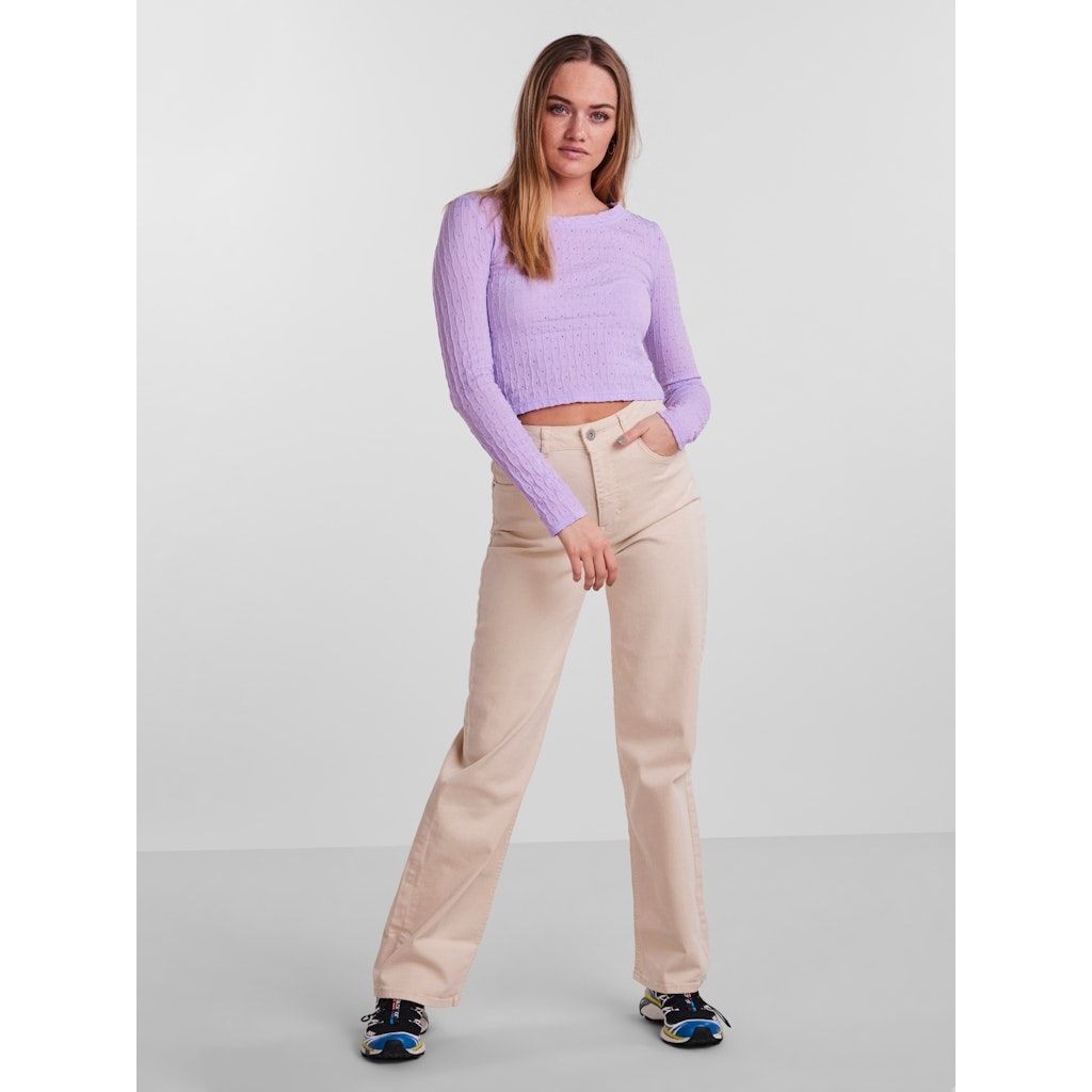 PIECES Palaidinės moterims, Violetinė, PCFUBS LS SHORT TOP D 5