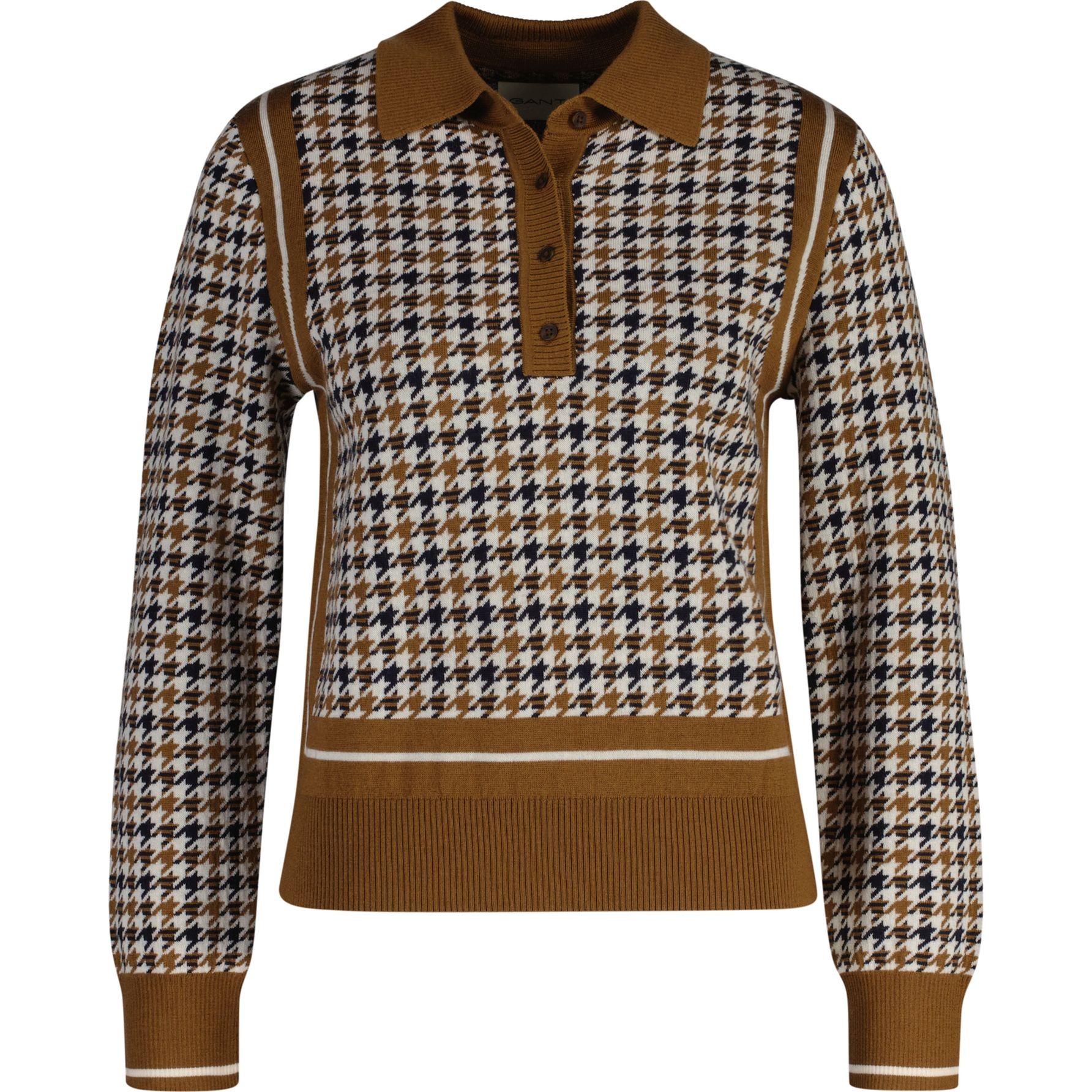 GANT Megztinis moterims, Ruda, Houndstooth jacquard polo 1