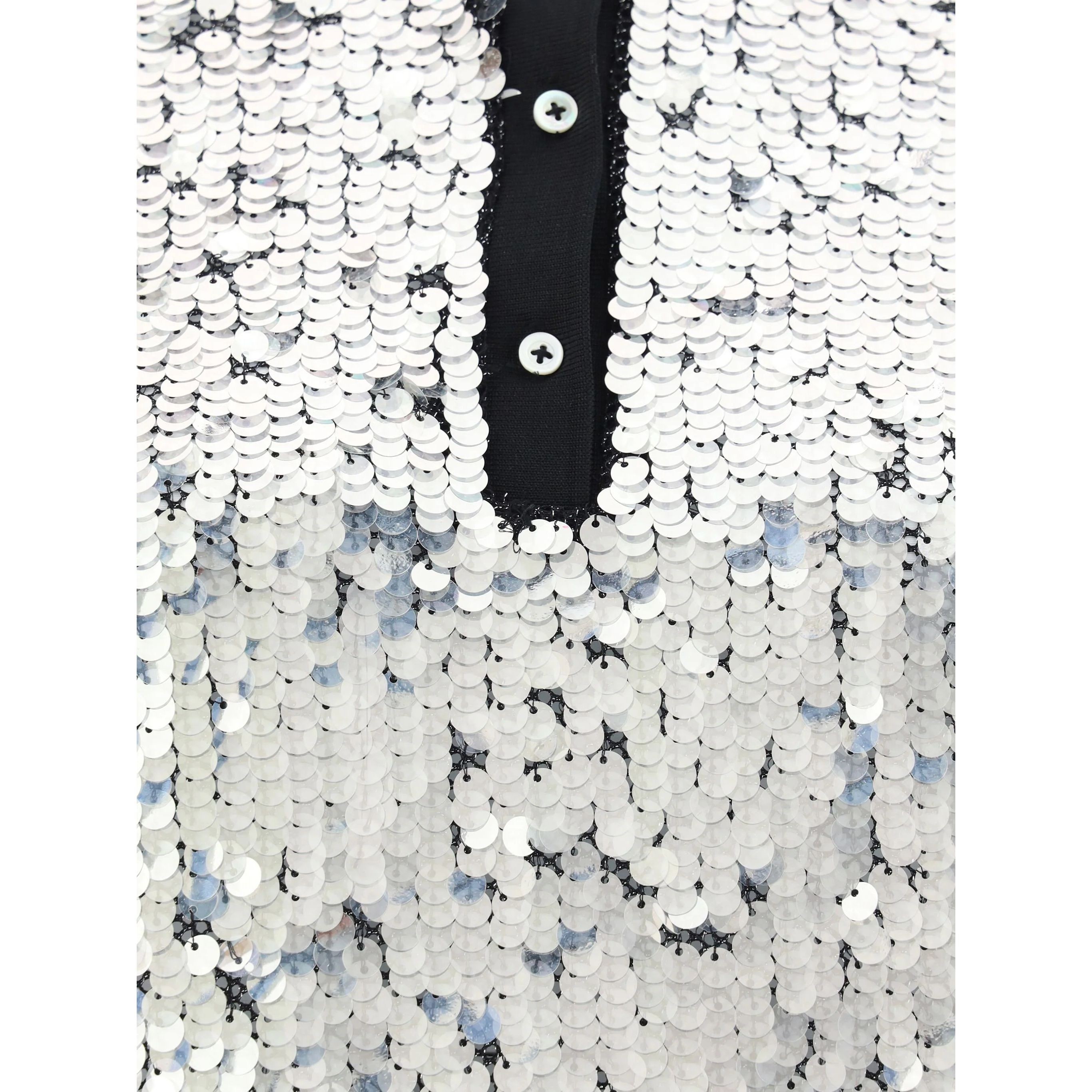 PINKO Polo marškiniai trumpos rank. moterims, Sidabrinė, Polo semi-transparent sequins 3