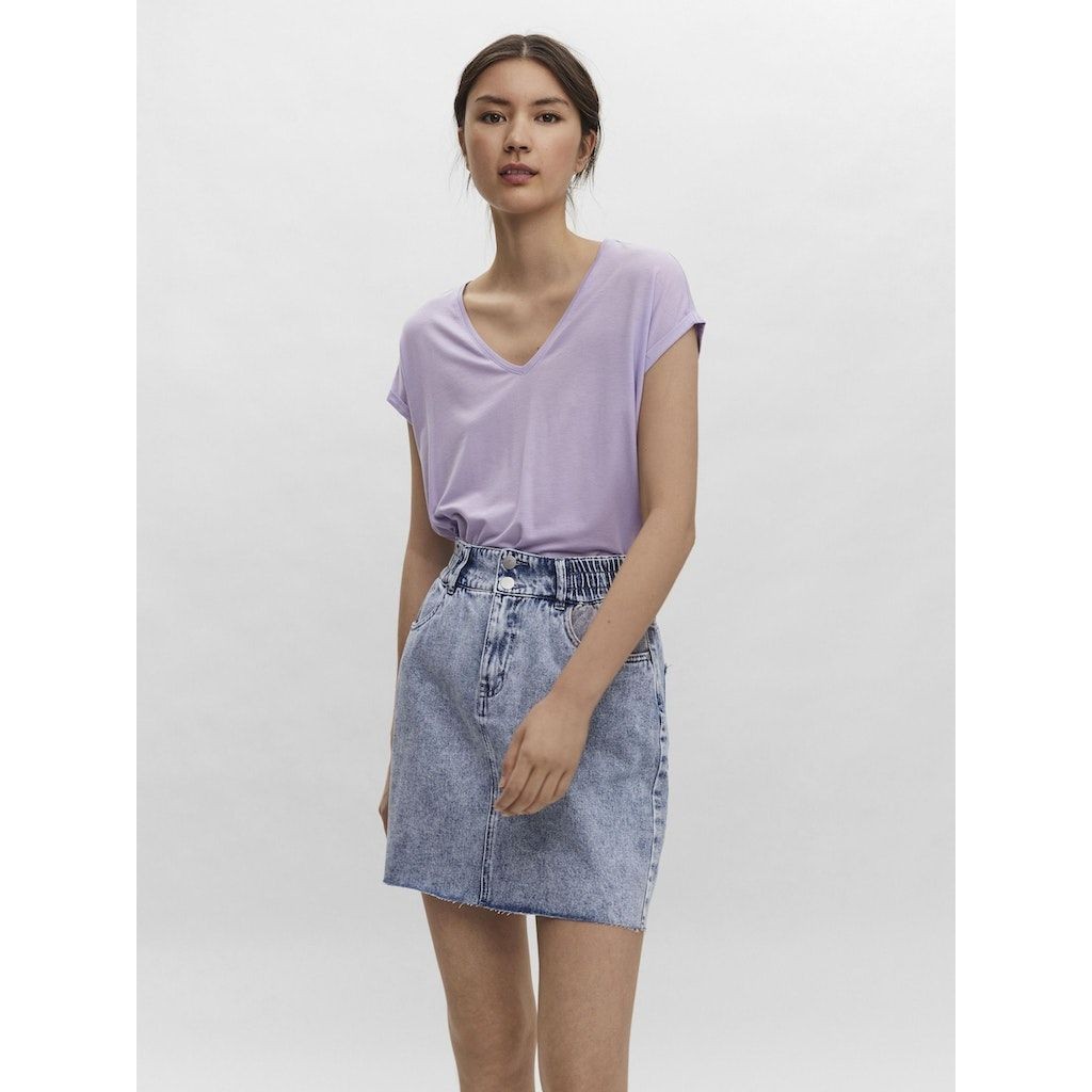VERO MODA Marškinėliai moterims, Violetinė, VMAVA SS V-NECK 4