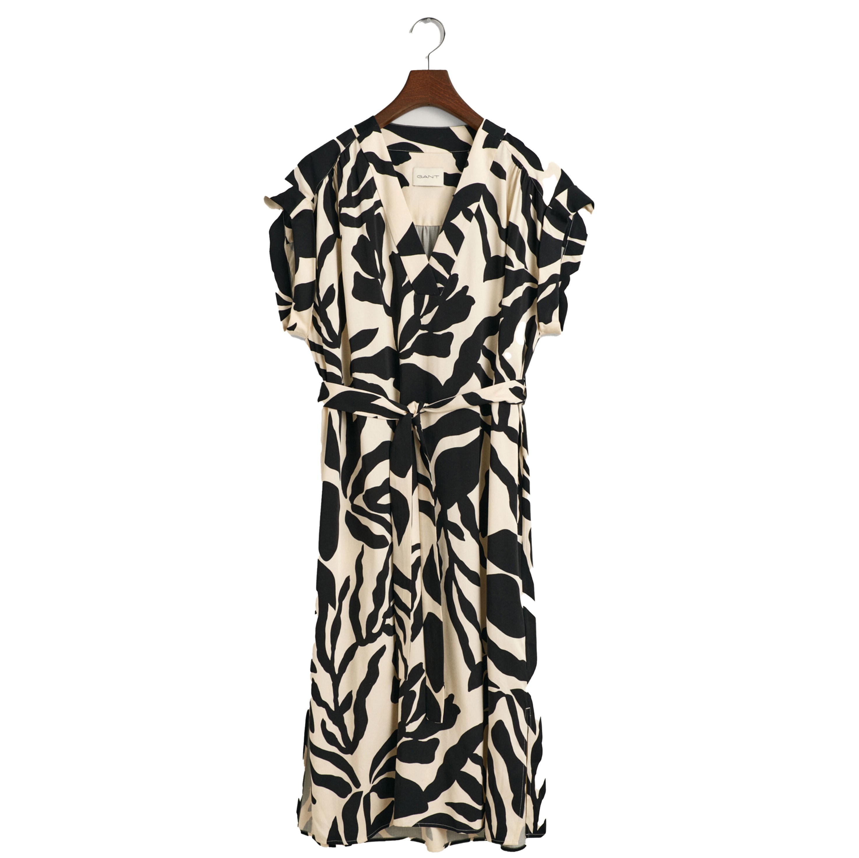 GANT Midi suknelė moterims, Smėlio, REL PALM PRINT SS DRESS 1