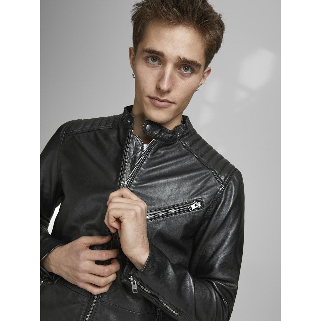 JACK & JONES Megztinis vyrams, Juoda, JJEJOEL LEATHER JACK 8
