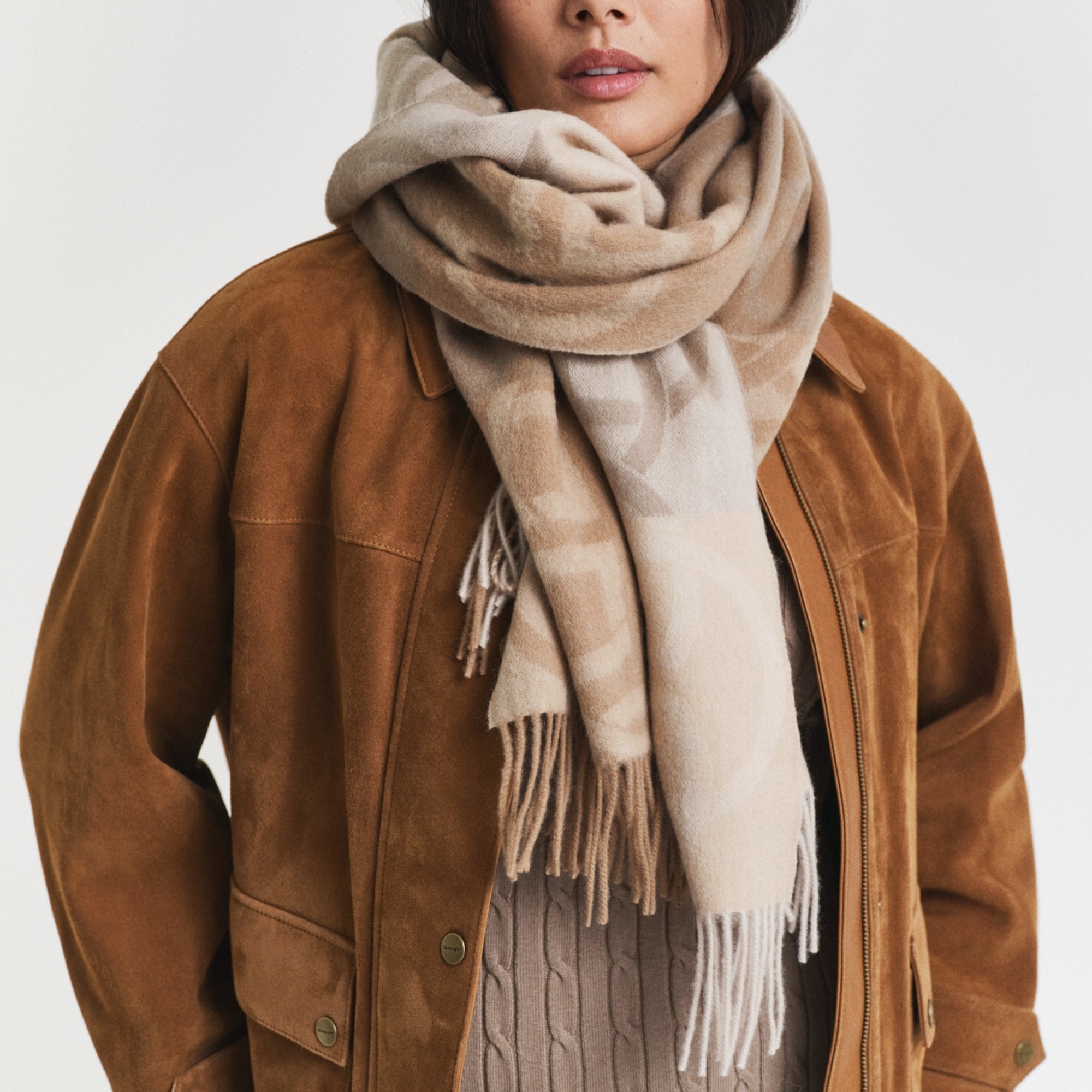 GANT Šalikas moterims, Kjaki, monogram wool scarf 3