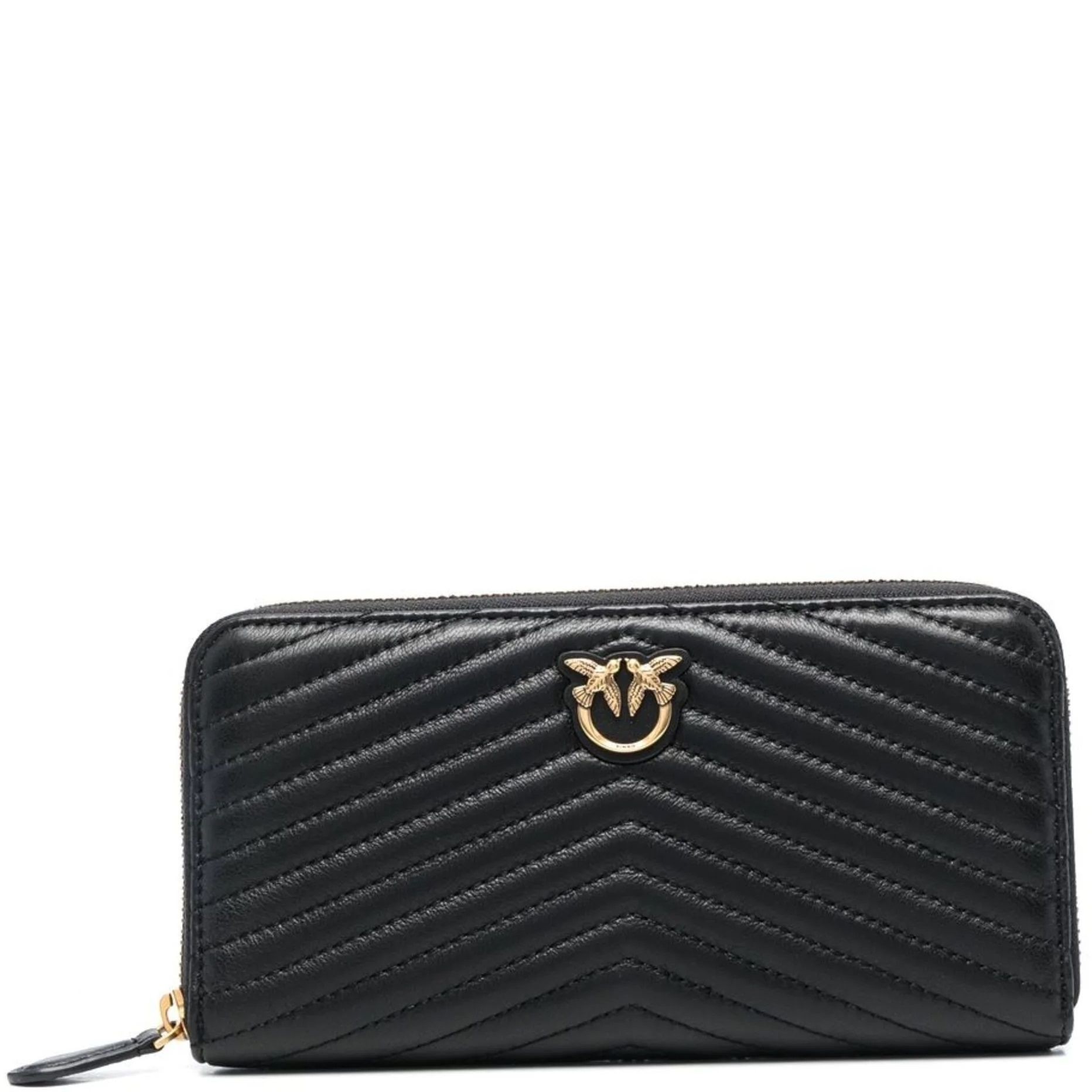 PINKO Piniginė moterims, Juoda, Ryder chevron leather wallet 1