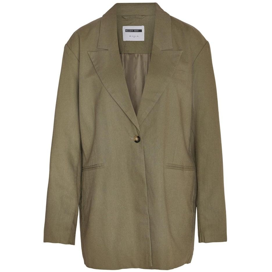 NOISY MAY Švarkas moterims, Chaki, NMANNE MILLA LS LINEN 1