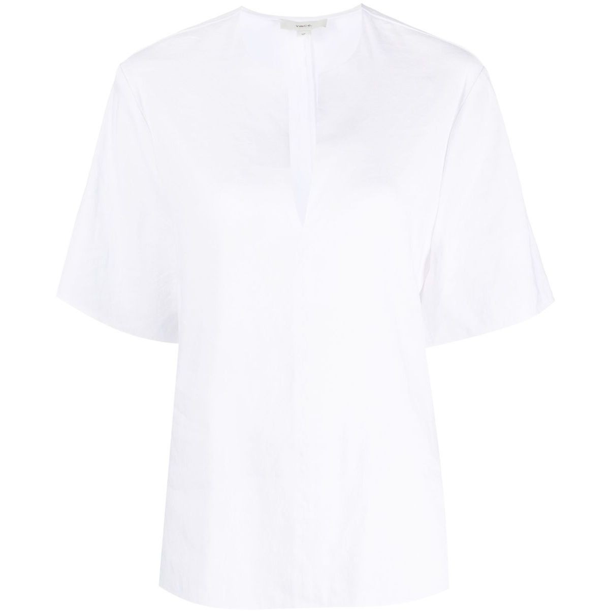 VINCE Marškinėliai trump. rankovėmis moterims, Balta, Easy slit neck tee